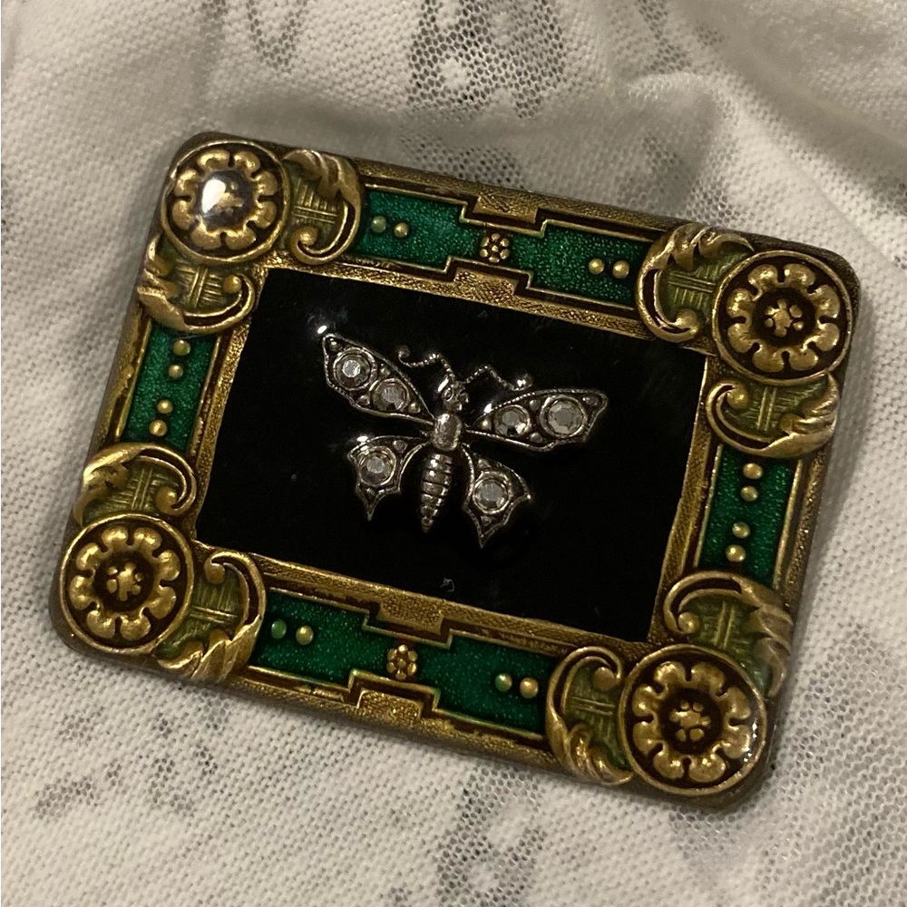 Vtg. Catherine Popesco France Art Deco inspired brooch.